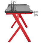 Escritorio gaming con luz LED forma Y negro y rojo 110x60x75 cm