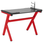 Escritorio gaming con luz LED forma Y negro y rojo 110x60x75 cm