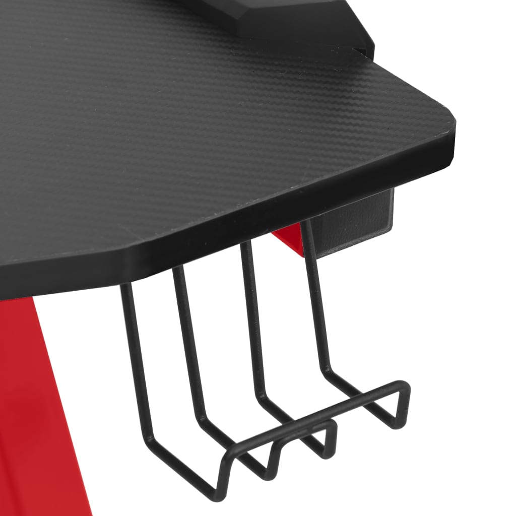 Escritorio gaming con luz LED forma Y negro y rojo 110x60x75 cm