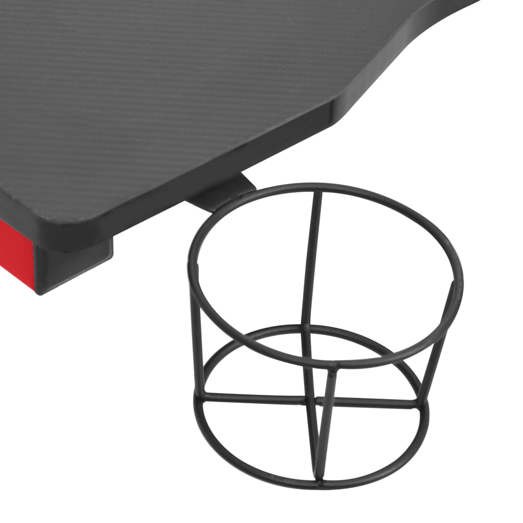 Escritorio gaming con luz LED forma Y negro y rojo 110x60x75 cm