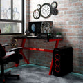 Escritorio gaming con luz LED forma Y negro y rojo 110x60x75 cm