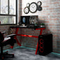 Escritorio gaming con luz LED forma Y negro y rojo 110x60x75 cm