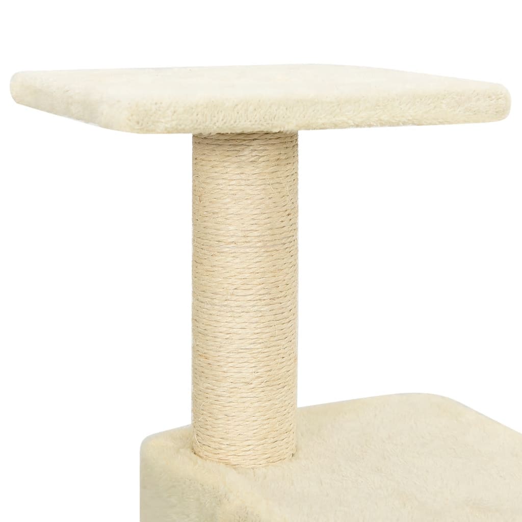Rascador para gatos con postes de sisal color crema 118,5 cm