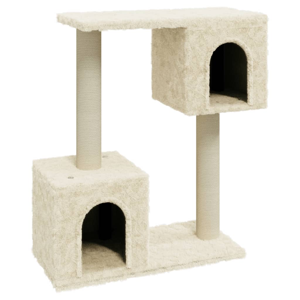 Rascador para gatos con postes de sisal 60 cm crema