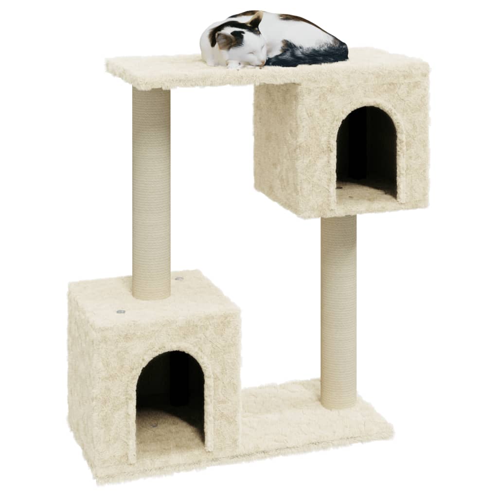 Rascador para gatos con postes de sisal 60 cm crema