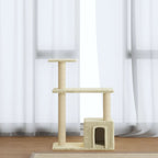 Rascador para gatos con postes de sisal crema 110 cm
