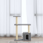 Rascador para gatos con postes de sisal crema 110 cm