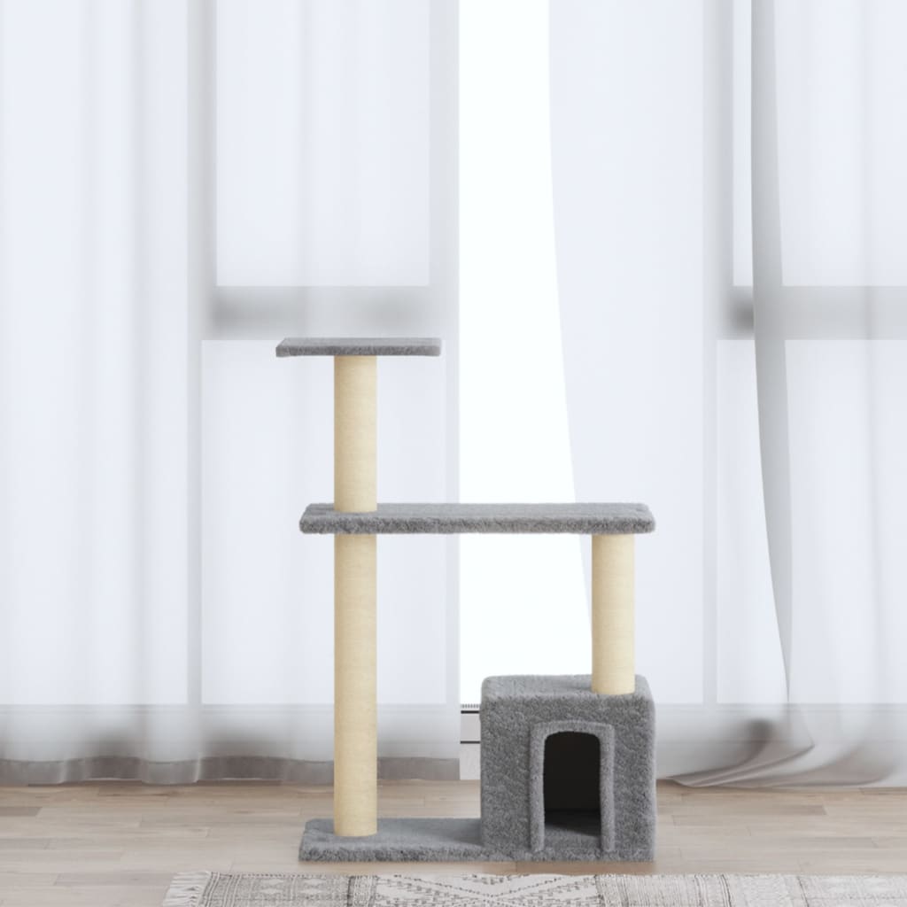 Rascador para gatos con postes de sisal crema 110 cm