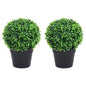 Plantas de boj artificial 2 uds forma bola maceta verde 27 cm