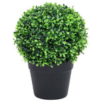 Artificial boxwood plants 2 pcs ball shape green pot 27 cm