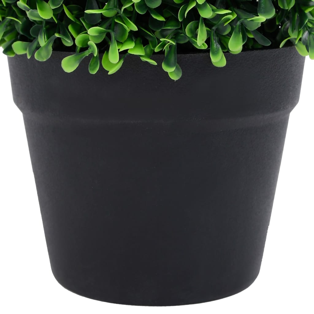 Artificial boxwood plants 2 pcs ball shape green pot 27 cm