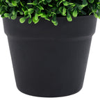 Artificial boxwood plants 2 pcs ball shape green pot 27 cm