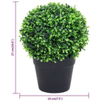 Artificial boxwood plants 2 pcs ball shape green pot 27 cm