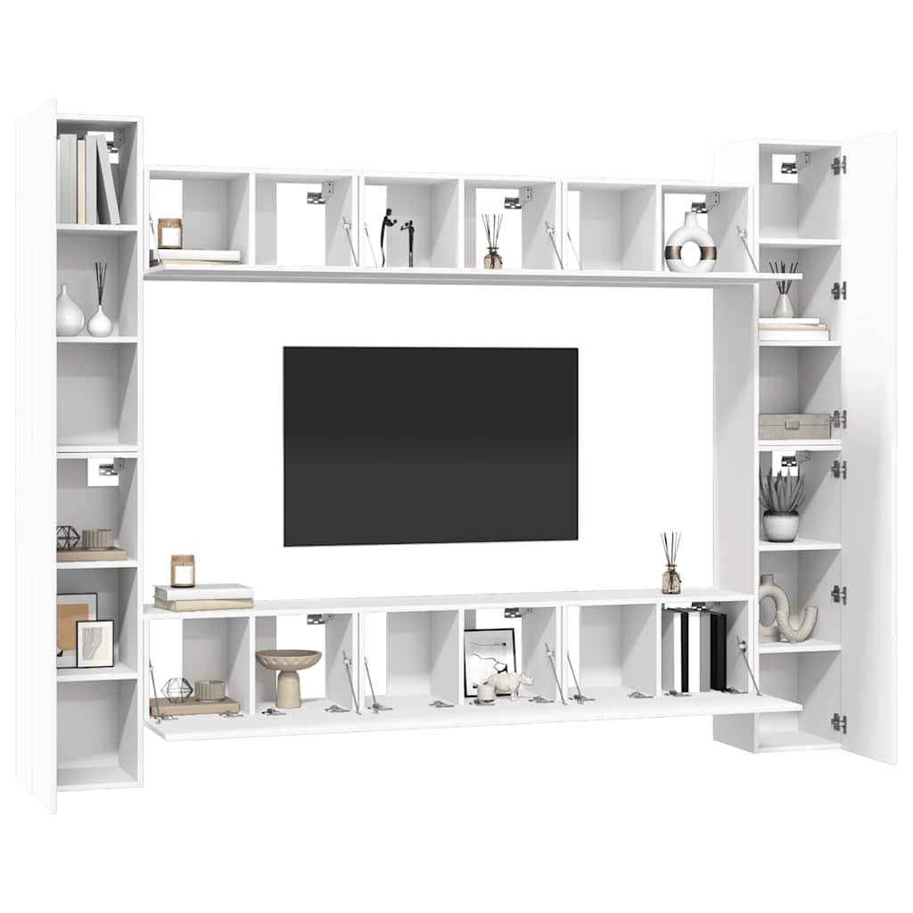 Juego de mueble para TV de 10 piezas aglomerado blanco