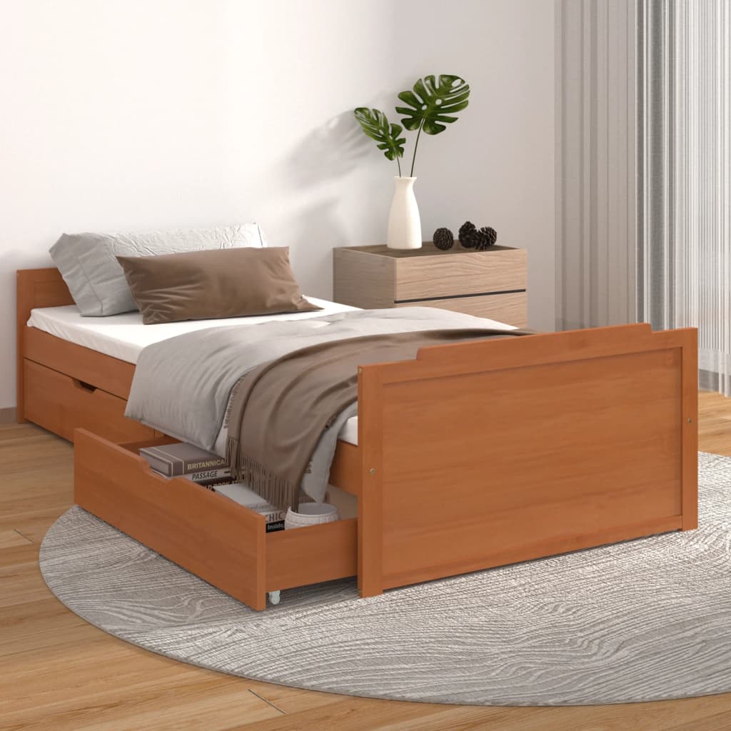 Estructura cama sin colchón madera pino gris oscuro 90x200 cm