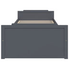 Estructura cama sin colchón madera pino gris oscuro 90x200 cm