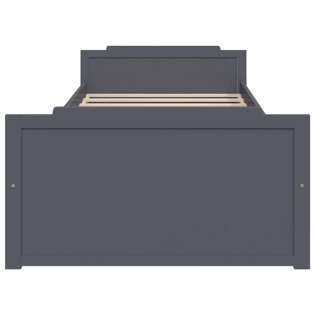 Estructura cama sin colchón madera pino gris oscuro 90x200 cm