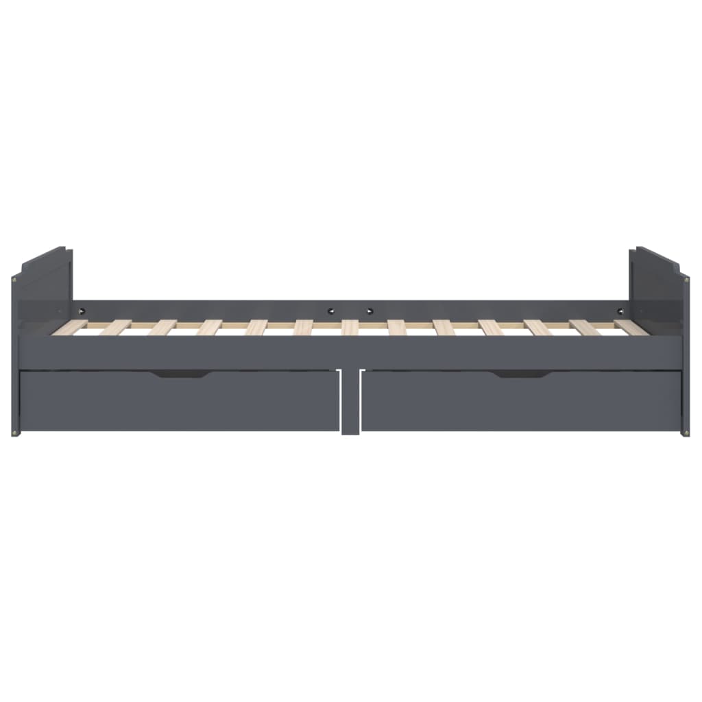 Estructura cama sin colchón madera pino gris oscuro 90x200 cm