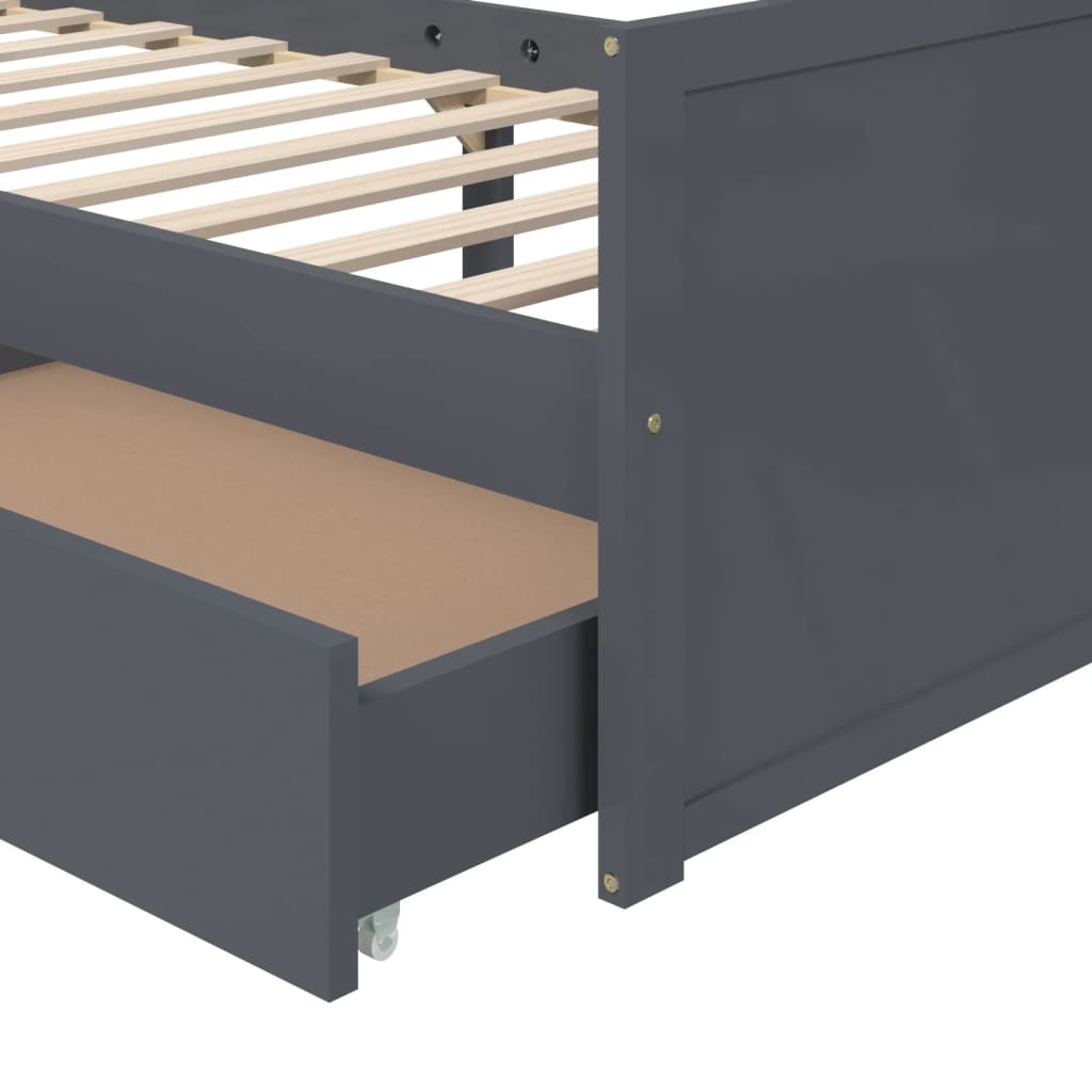 Estructura cama sin colchón madera pino gris oscuro 90x200 cm
