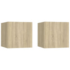 Mesitas de noche 2 uds madera contrachapada negro 40x30x30 cm