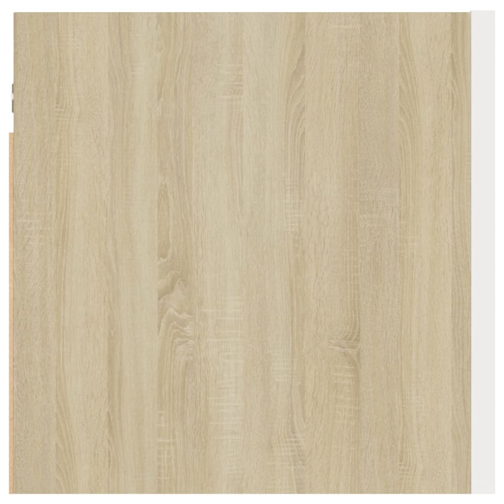 Mesita de noche de madera ingeniería blanco y roble Sonoma