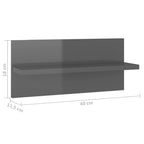Estantes de pared 4 unidades gris brillo 40x11,5x18 cm