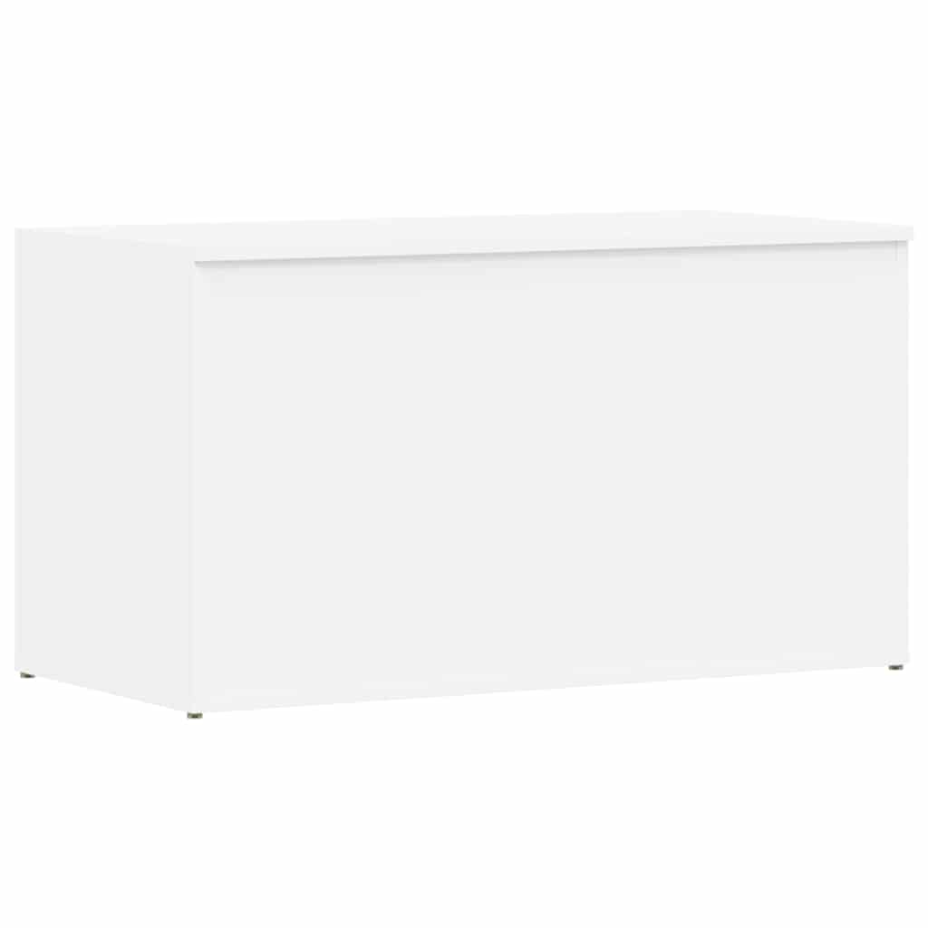 Baúl de almacenamiento madera contrachapada blanco 84x42x46 cm