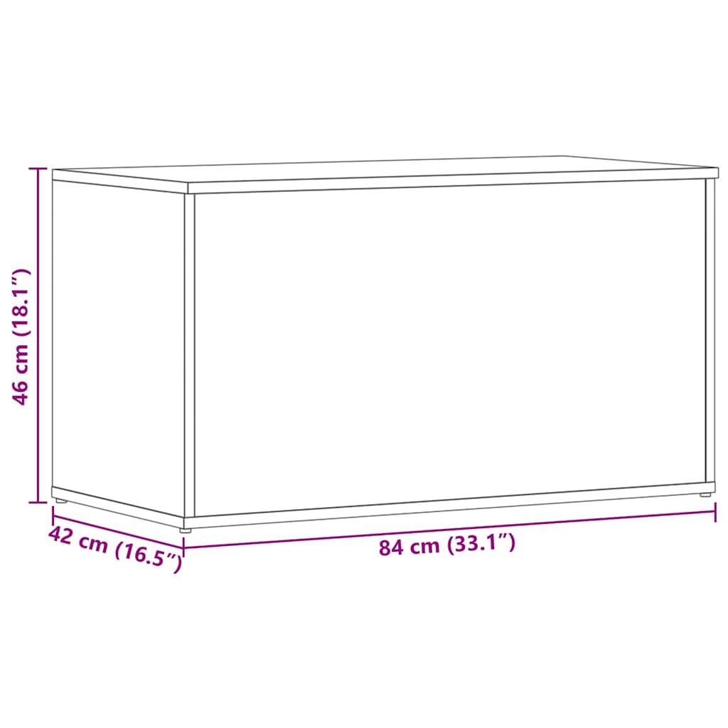 Baúl de almacenamiento madera contrachapada blanco 84x42x46 cm