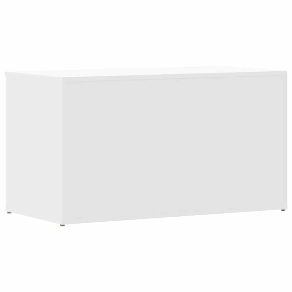 Baúl de almacenamiento madera contrachapada blanco 84x42x46 cm