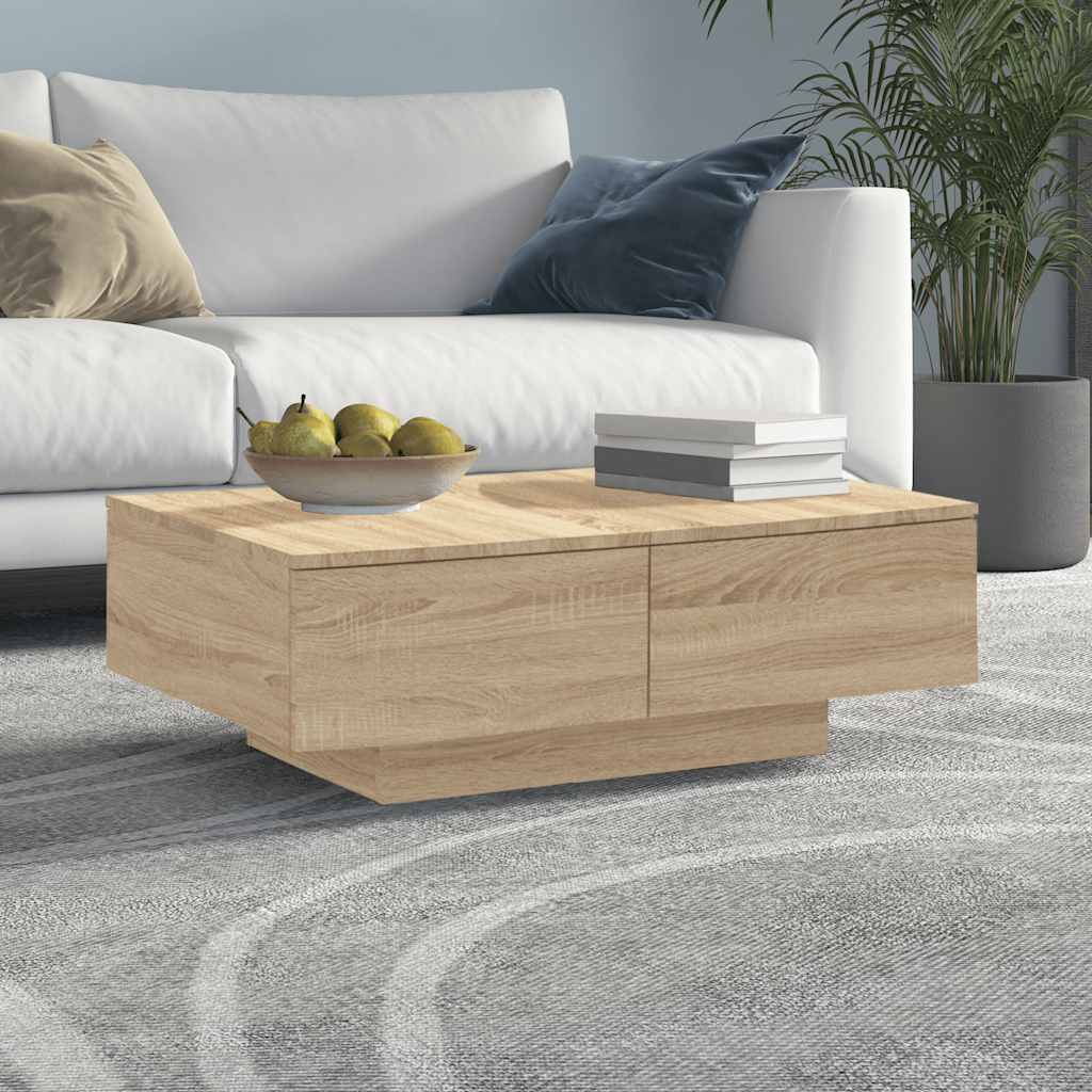 Mesa de centro madera contrachapada blanco 100x100x35 cm