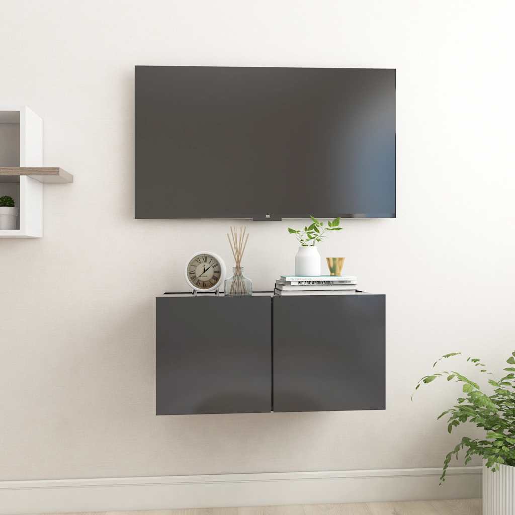 Mueble de salón colgante blanco y roble Sonoma 60x30x30 cm