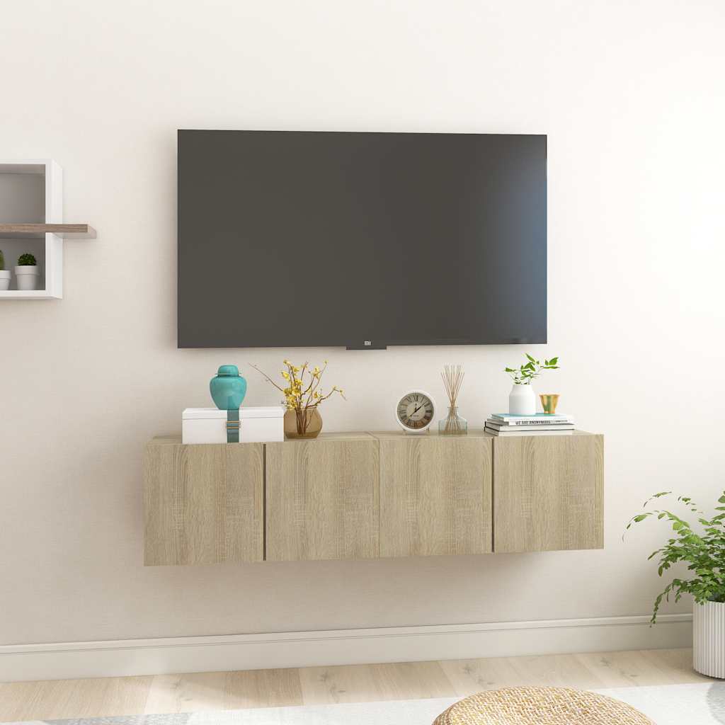 Mueble de salón colgante blanco y roble Sonoma 60x30x30 cm