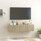 Mueble de salón colgante blanco y roble Sonoma 60x30x30 cm