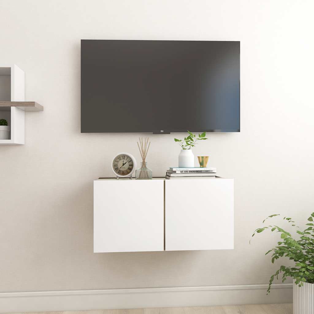 Mueble de salón colgante blanco y roble Sonoma 60x30x30 cm
