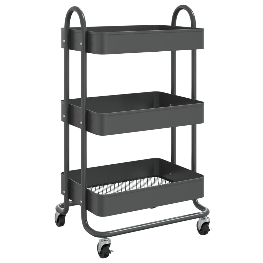 Carrito de cocina 3 niveles acero antracita 43x34x79 cm
