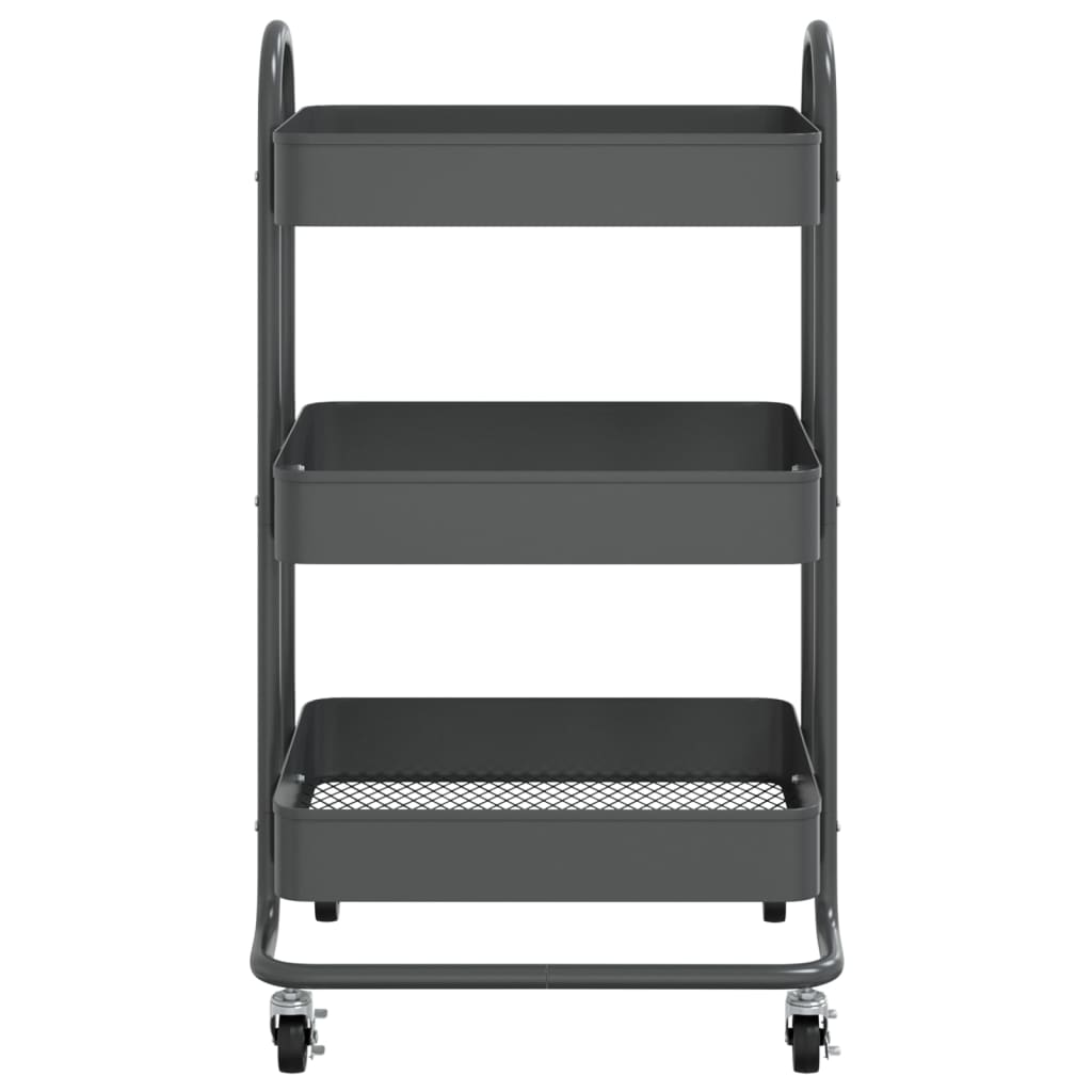 Carrito de cocina 3 niveles acero antracita 43x34x79 cm