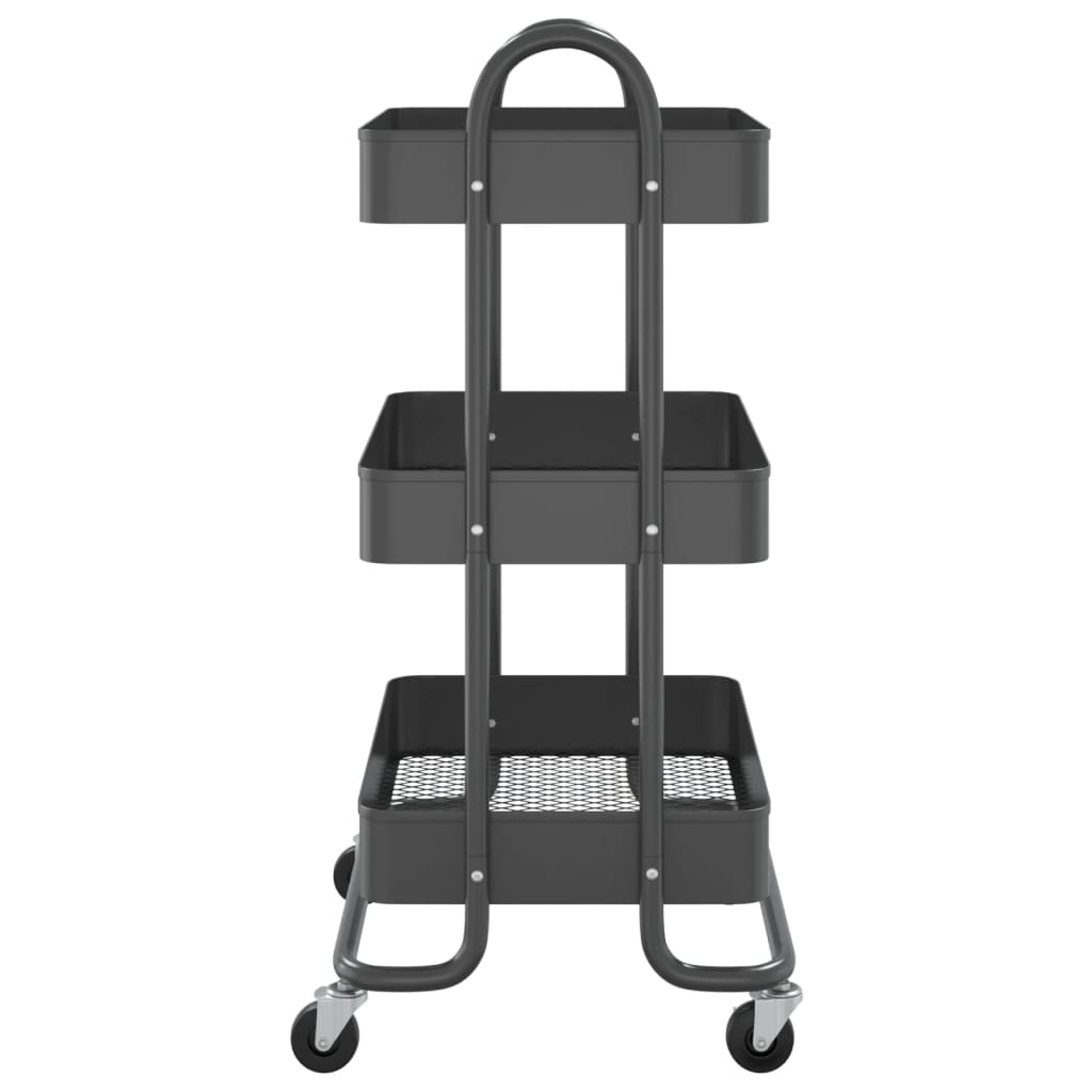 Carrito de cocina 3 niveles acero antracita 43x34x79 cm