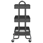 Carrito de cocina 3 niveles acero antracita 43x34x79 cm
