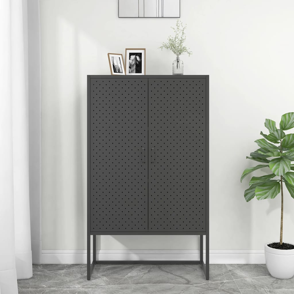 Aparador de acero antracita 80x35x100 cm