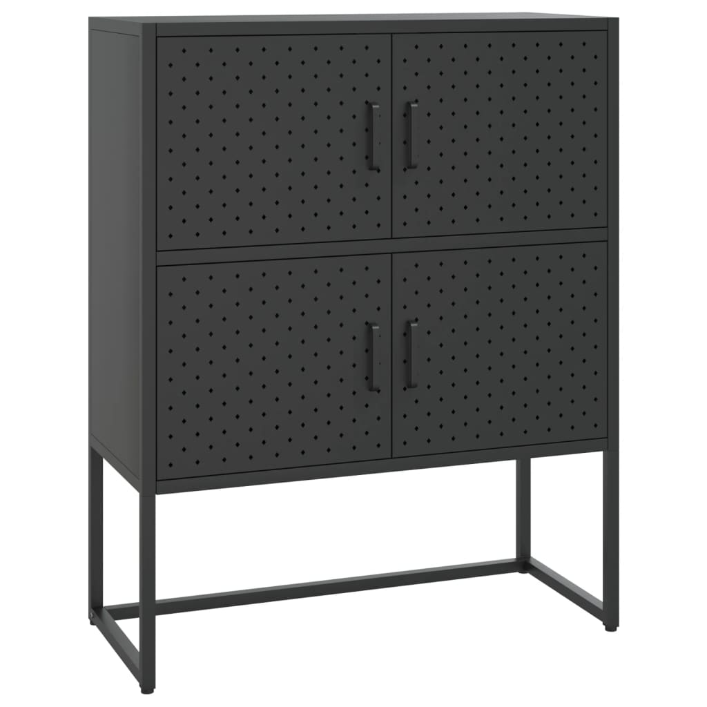 Aparador de acero negro 80x35x100 cm