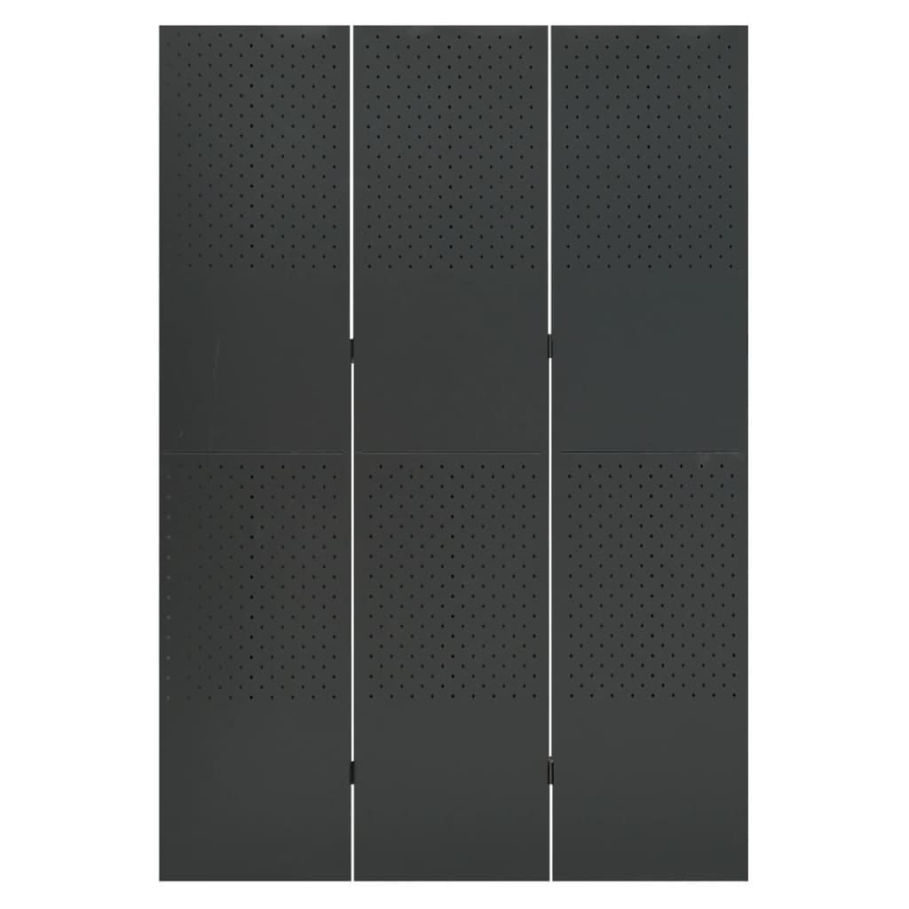 Biombo divisor de 3 paneles acero antracita 120x180 cm