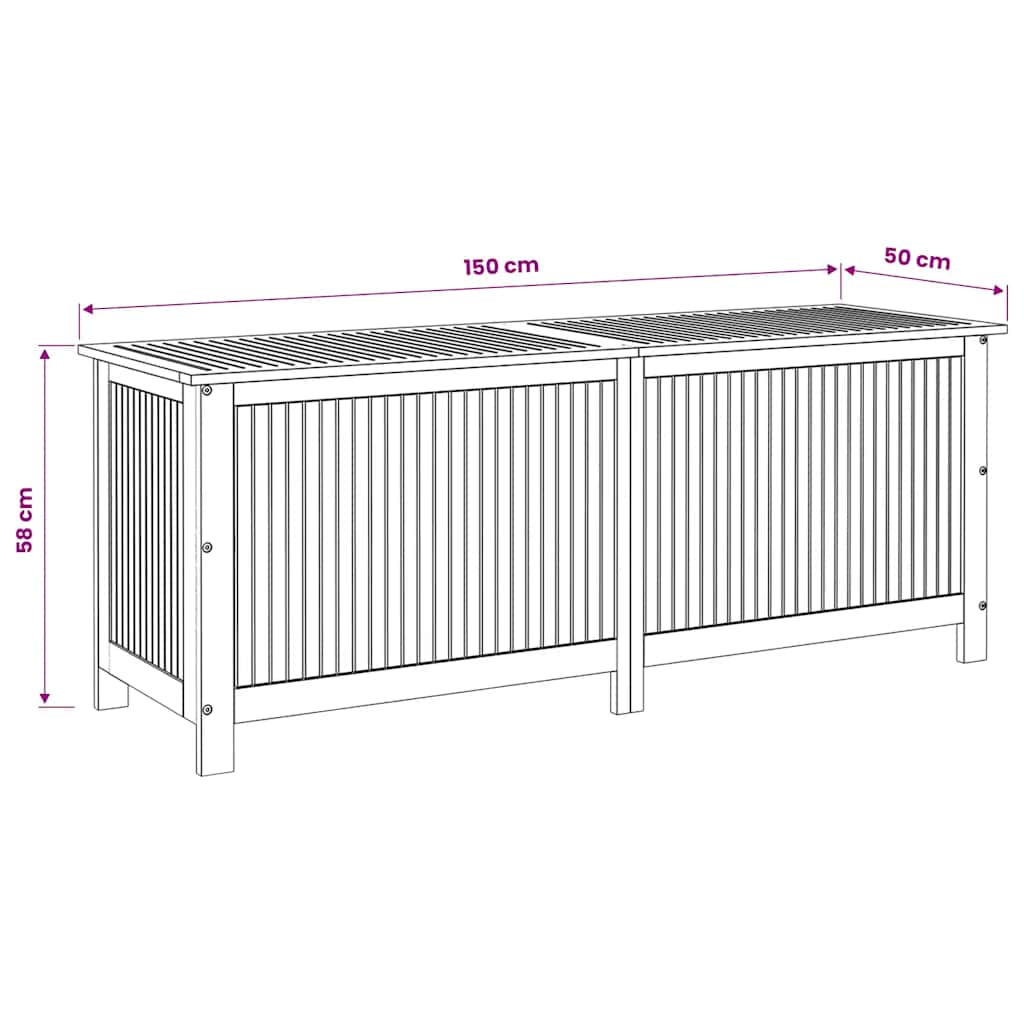 Caja de almacenaje de jardín madera maciza acacia 150x50x58 cm