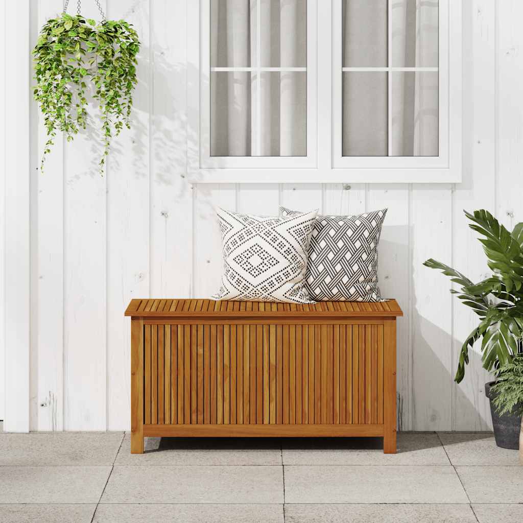 Arca de arrumação para jardim em madeira de acácia maciça 113x50x58 cm