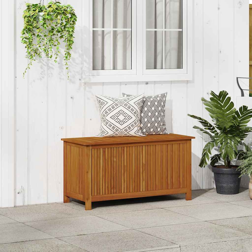 Arca de arrumação para jardim em madeira de acácia maciça 113x50x58 cm