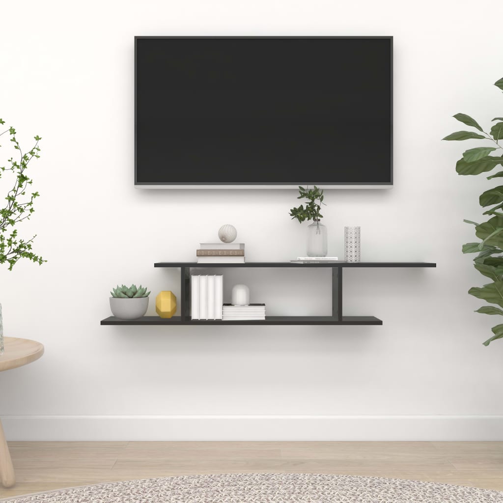 Estante de pared de TV contrachapado blanco y roble 125x18x23cm