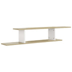 Estante de pared de TV contrachapado blanco y roble 125x18x23cm