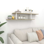 Estante de pared de TV contrachapado blanco y roble 125x18x23cm