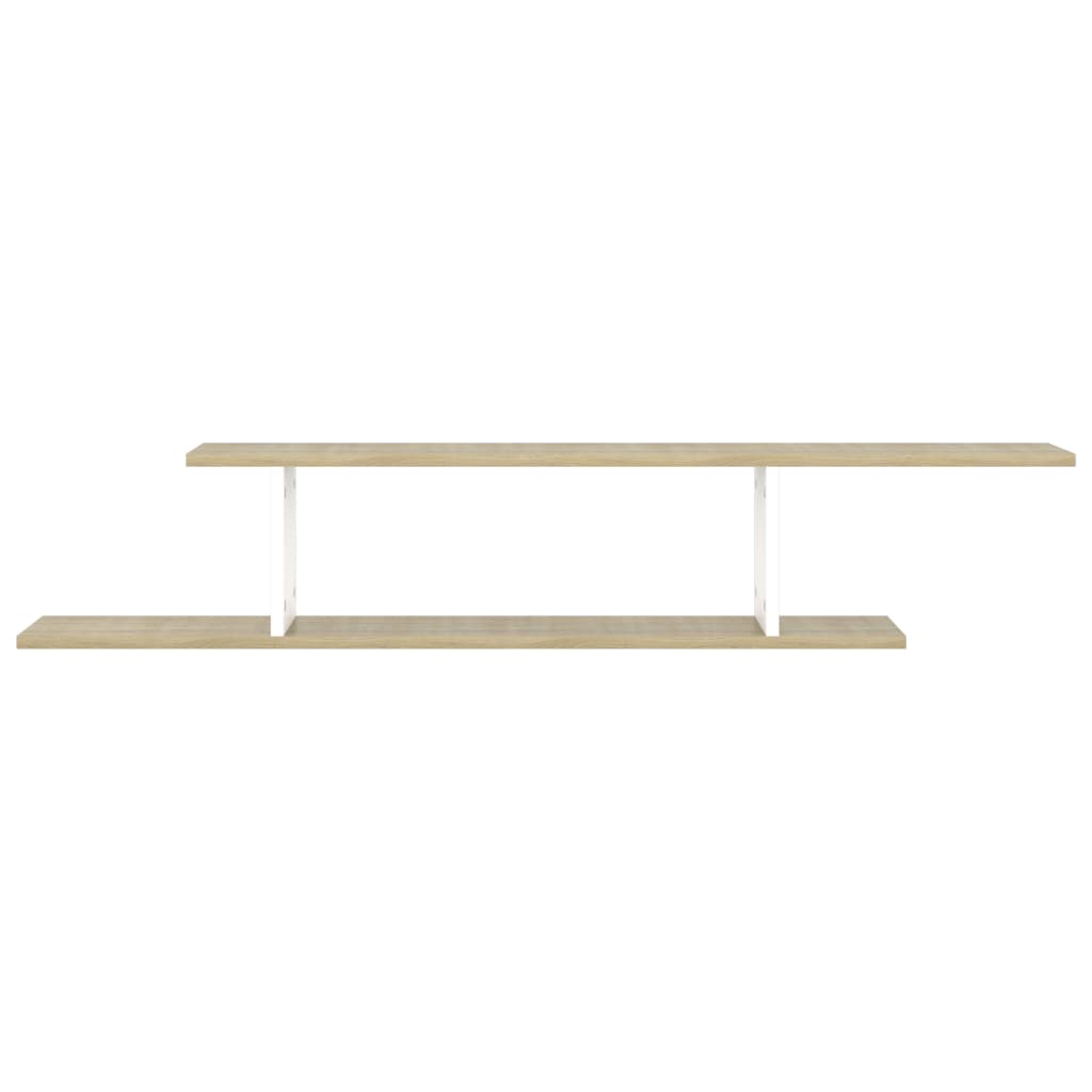Estante de pared de TV contrachapado blanco y roble 125x18x23cm