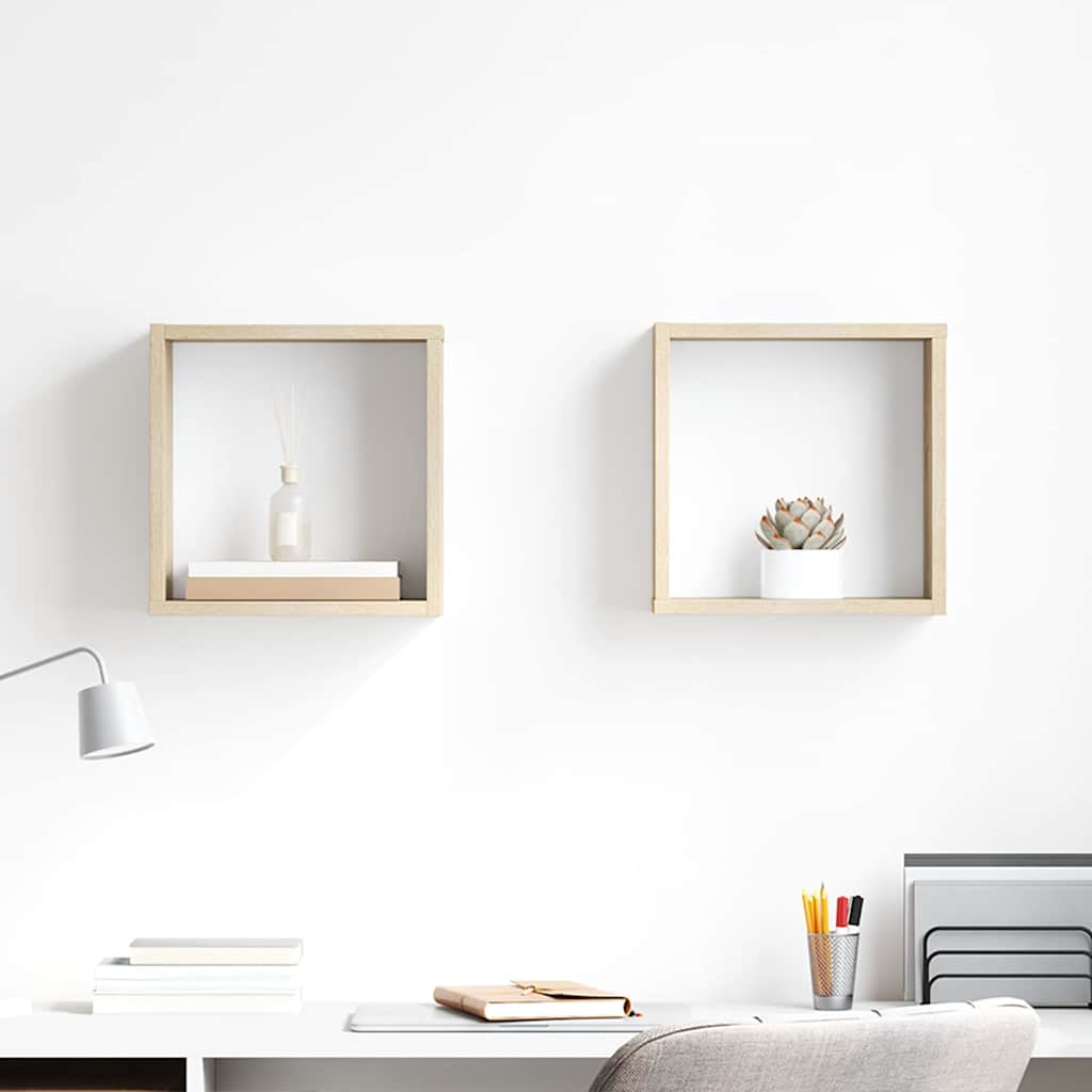 Estante cubo de pared madera ingeniería envejecida 78x15x93 cm