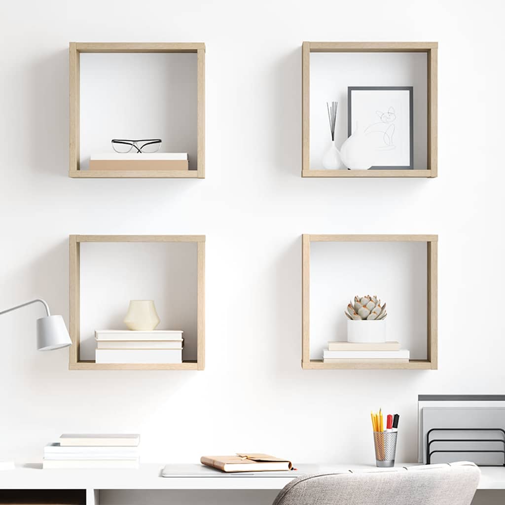 Estante cubo de pared madera ingeniería envejecida 78x15x93 cm